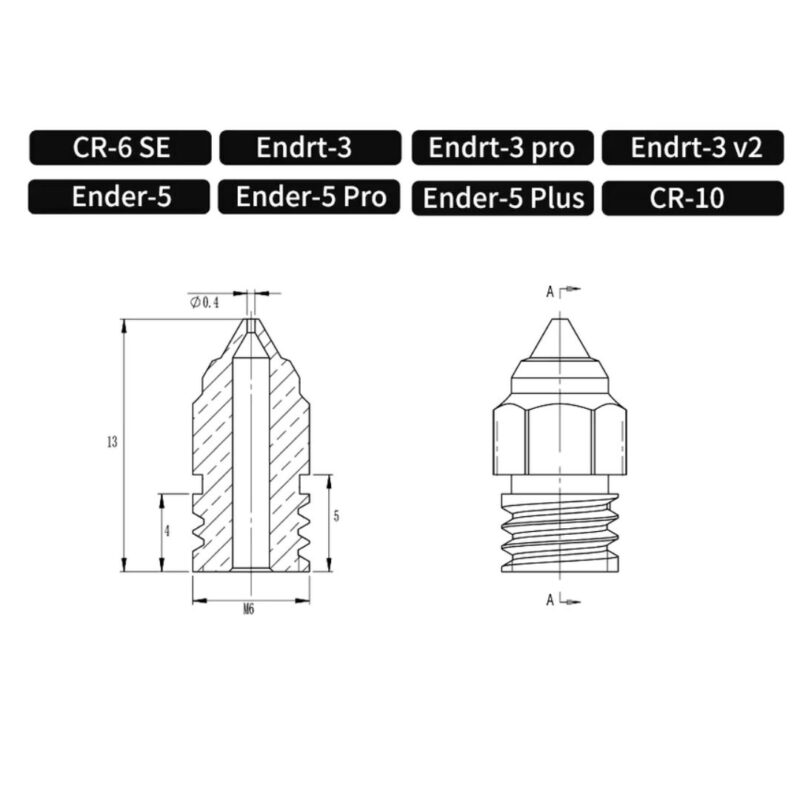 Nozzle CR6 SE /CR5 PRO /Ender 3 S1 pro /CR10 x2 Unidades - Image 3